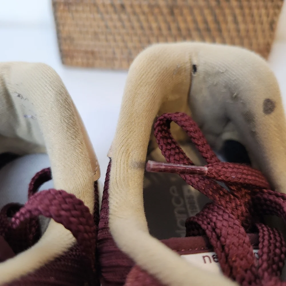 New Balance 574 Core Burgundy/Gray/White Suede Mesh Upper Lace Up Sneakers